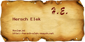 Hersch Elek névjegykártya